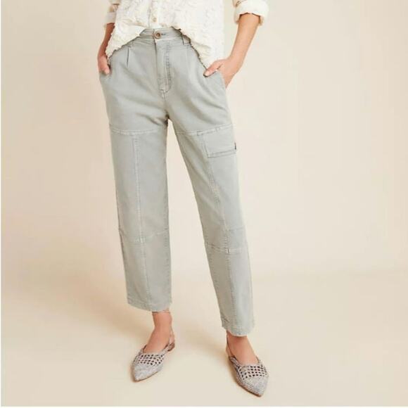 Anthropologie Nell Canvas Utility Relaxed Straight Leg Cargo Pants Size: 18W - Picture 1 of 4